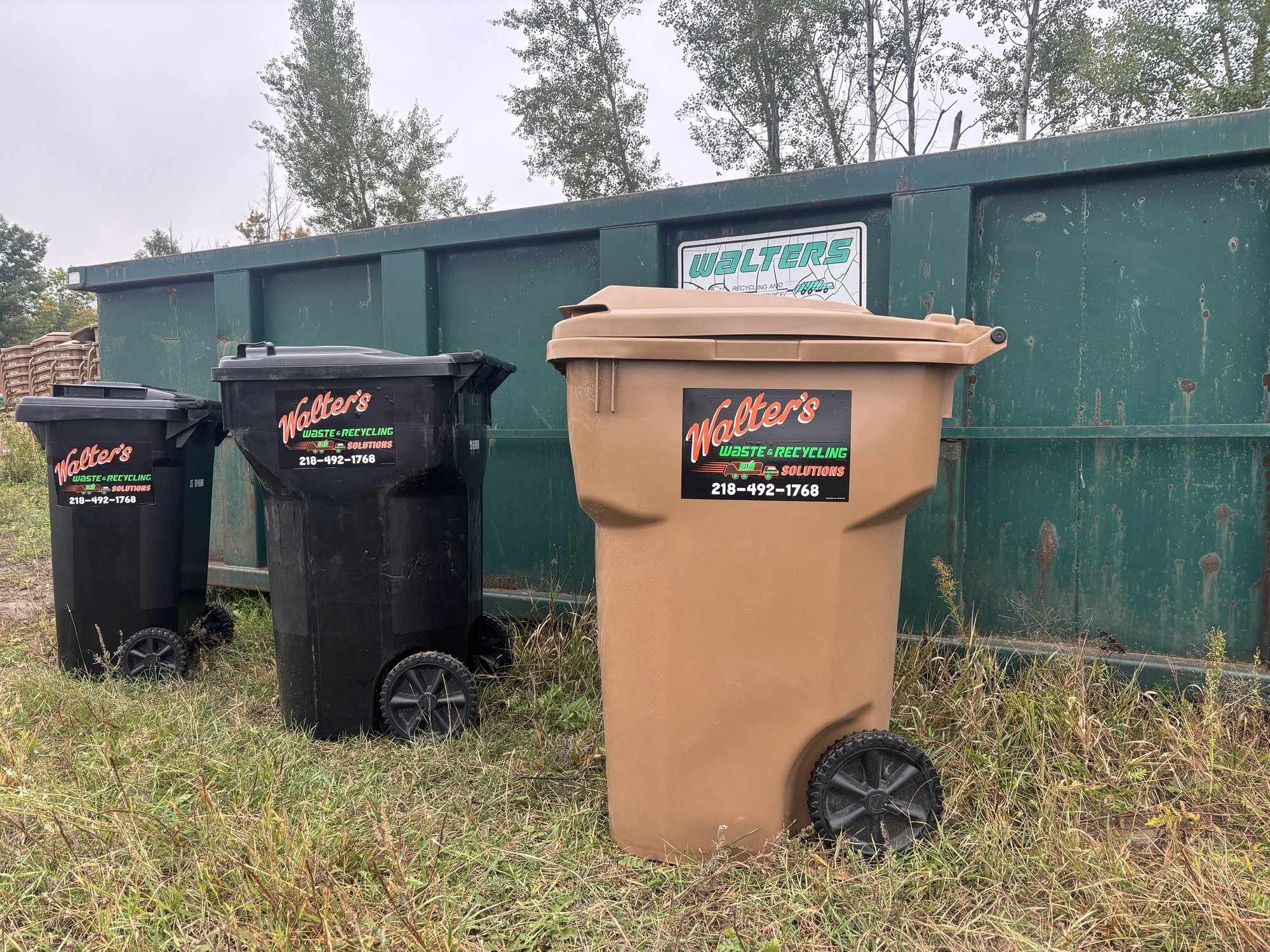 Walter's 35, 65, and 96 gallon carts side by side
